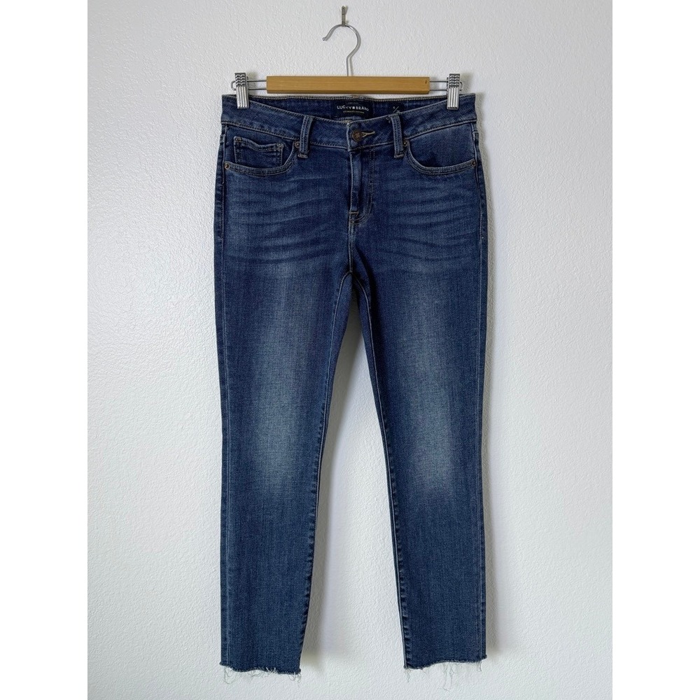 Lucky Brand Lolita Skinny Jeans Medium Wash Denim Raw Hem Mid Rise Size 6 28